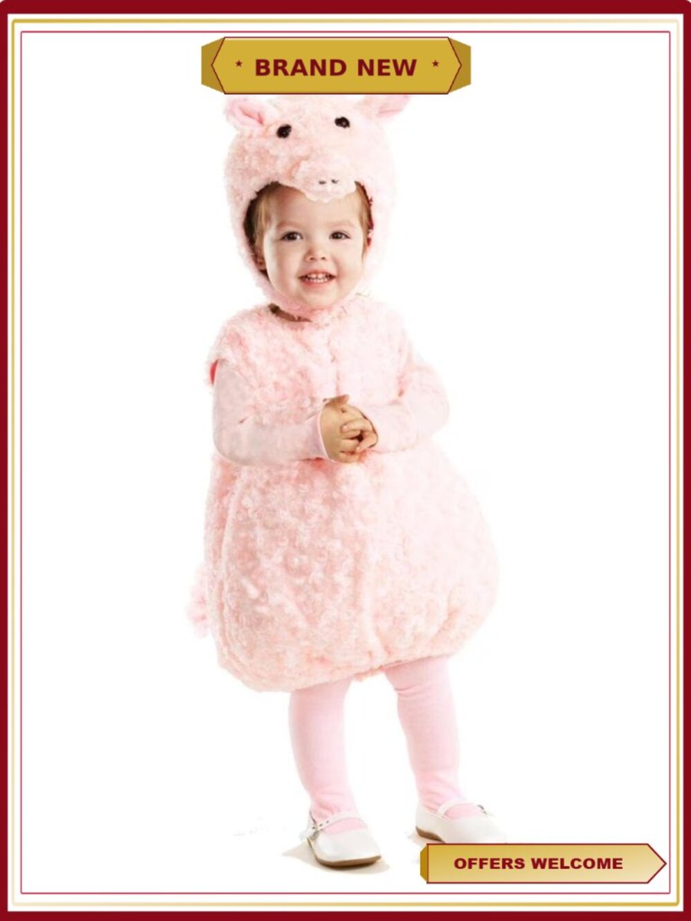 Plush Swirl Fur Toddler Piglet Costume Hood